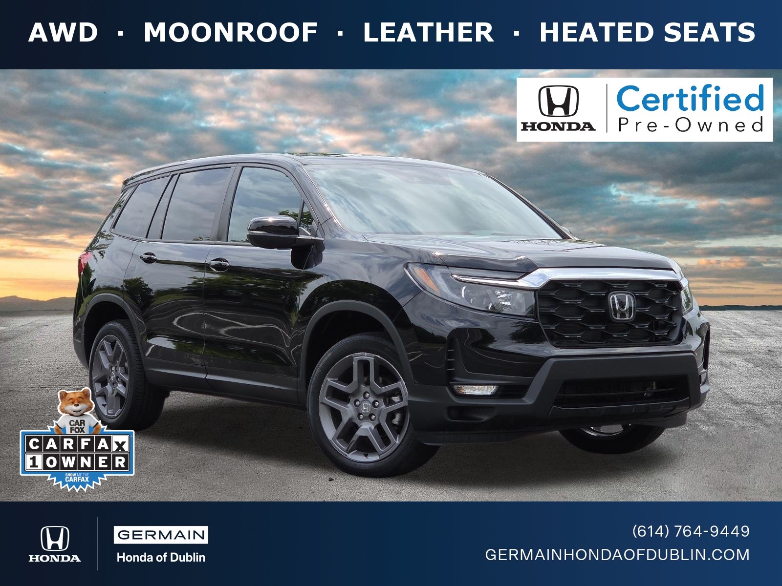 Certified Used 2023 Crystal Black Pearl Honda EX-L image 1