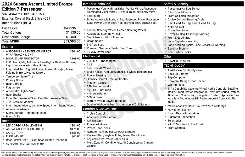 Used 2026 Black Subaru Limited Bronze Edition image 2
