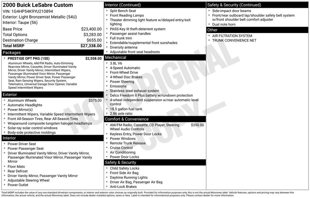 Used 2000 Beige Buick Custom image 7