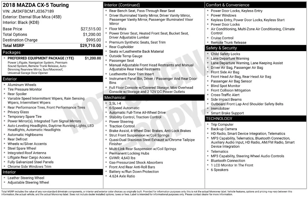Used 2018 Blue Mazda Touring image 32