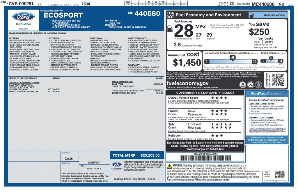 Used 2021 Red Ford SE image 2