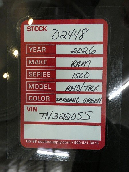 New 2026 Serrano-Green Metallic Exterior Paint RAM RHO 4x4 Crew Cab 5