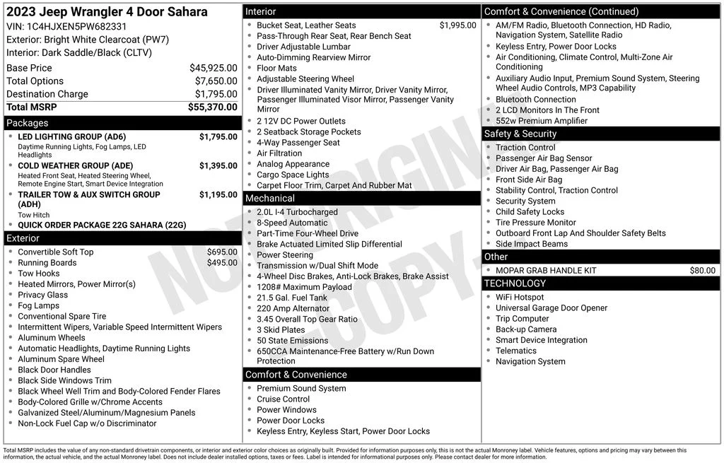 Used 2023 White Jeep Sahara image 6