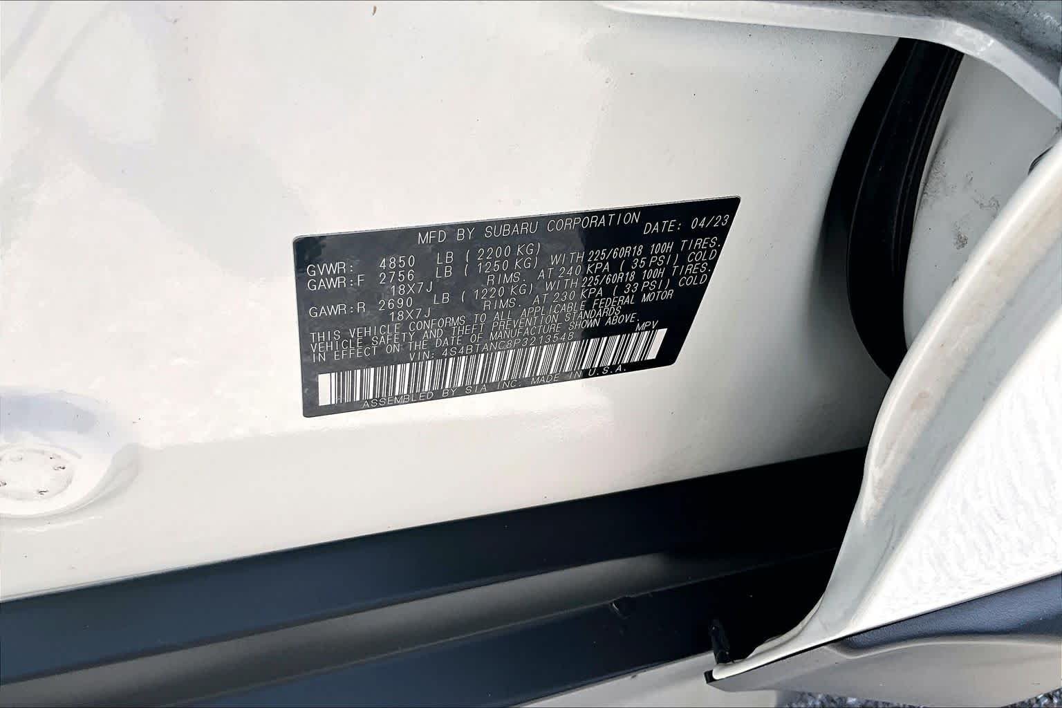 Used 2023 Crystal White Pearl Subaru Limited image 37