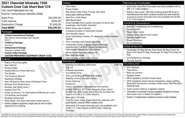Used 2021 OXFORD BROWN METALLIC Chevrolet Custom image 33