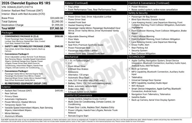 Used 2026 Red Chevrolet RS image 6