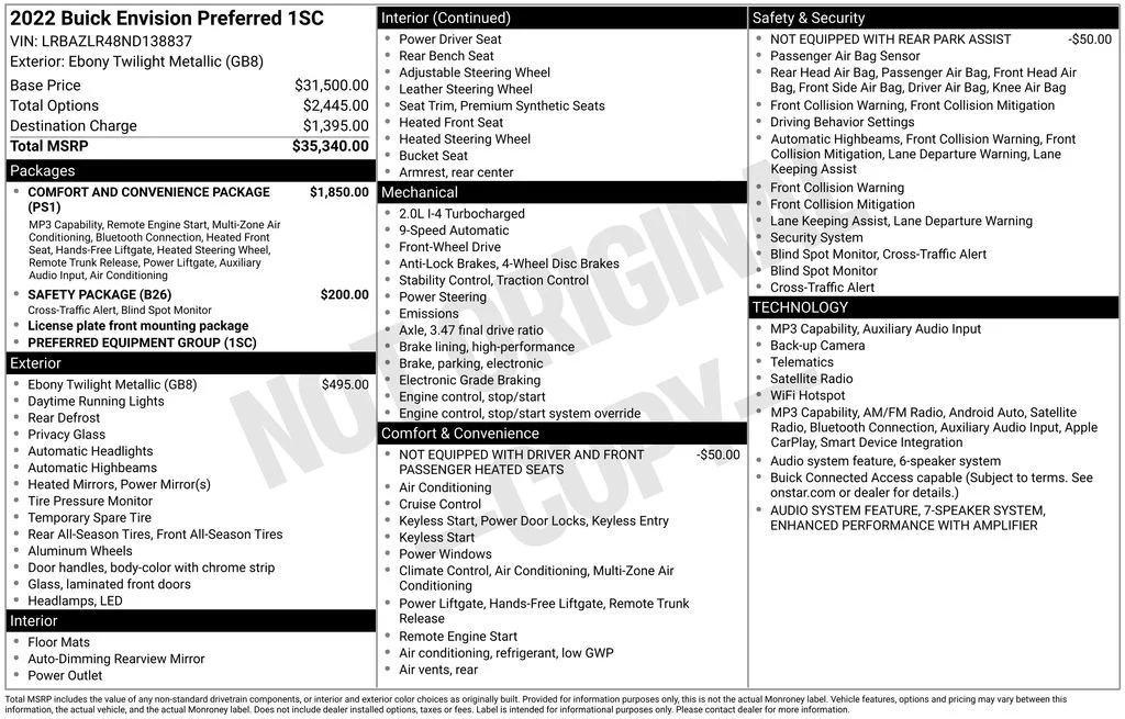 Used 2022 Black Buick Preferred image 17