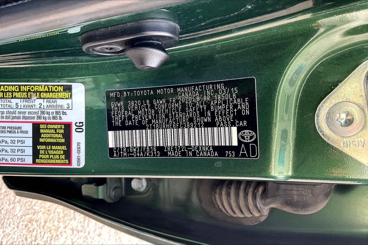 Used 2015 4Evergreen Mica Toyota LE image 34