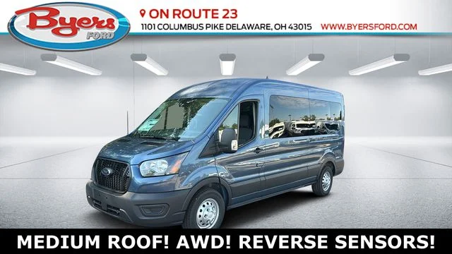 Blue Metallic 2025 Ford Transit Passenger 350 XL Medium Roof LB AWD Van All-Wheel Drive