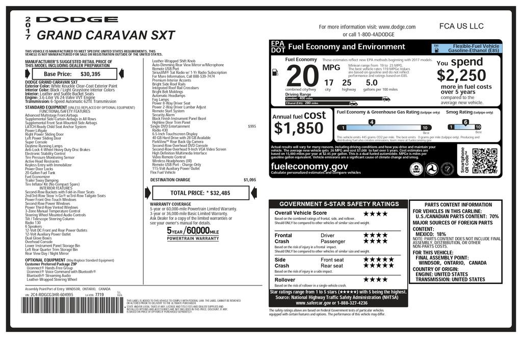 Used 2017 White Knuckle Clearcoat Dodge SXT image 7