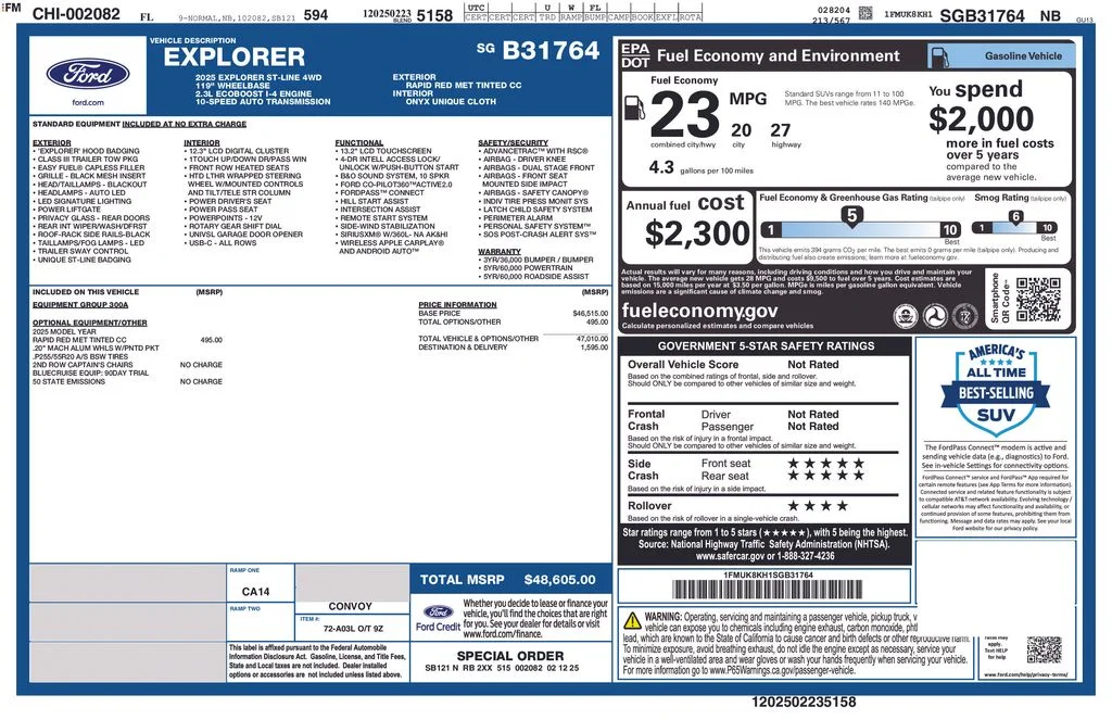 Certified Used 2025 Red Metallic Ford ST-Line image 30