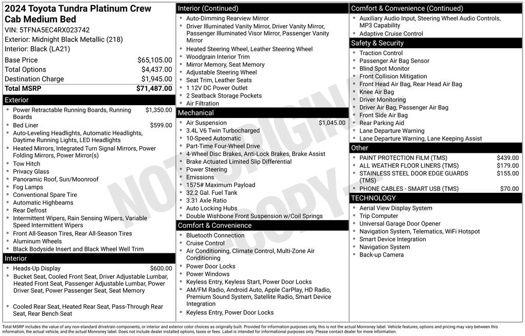 Used 2024 Black Toyota Platinum image 6