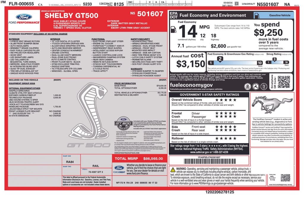 Certified Used 2022 Gray Ford Shelby GT500 image 3