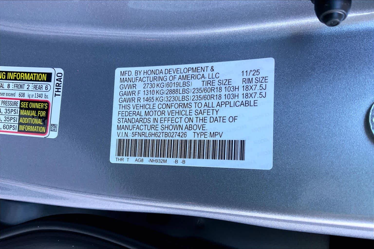 New 2026 Solar Silver Metallic Honda EX-L image 18