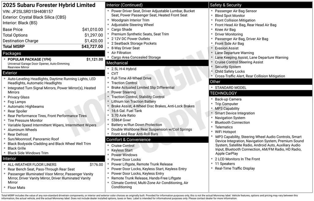 Used 2025 Black Subaru Limited image 44