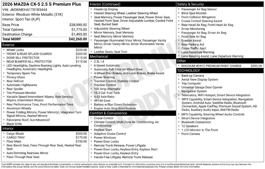 New 2026 Rhodium White Metallic Mazda 2.5 S Premium Plus AWD image 3