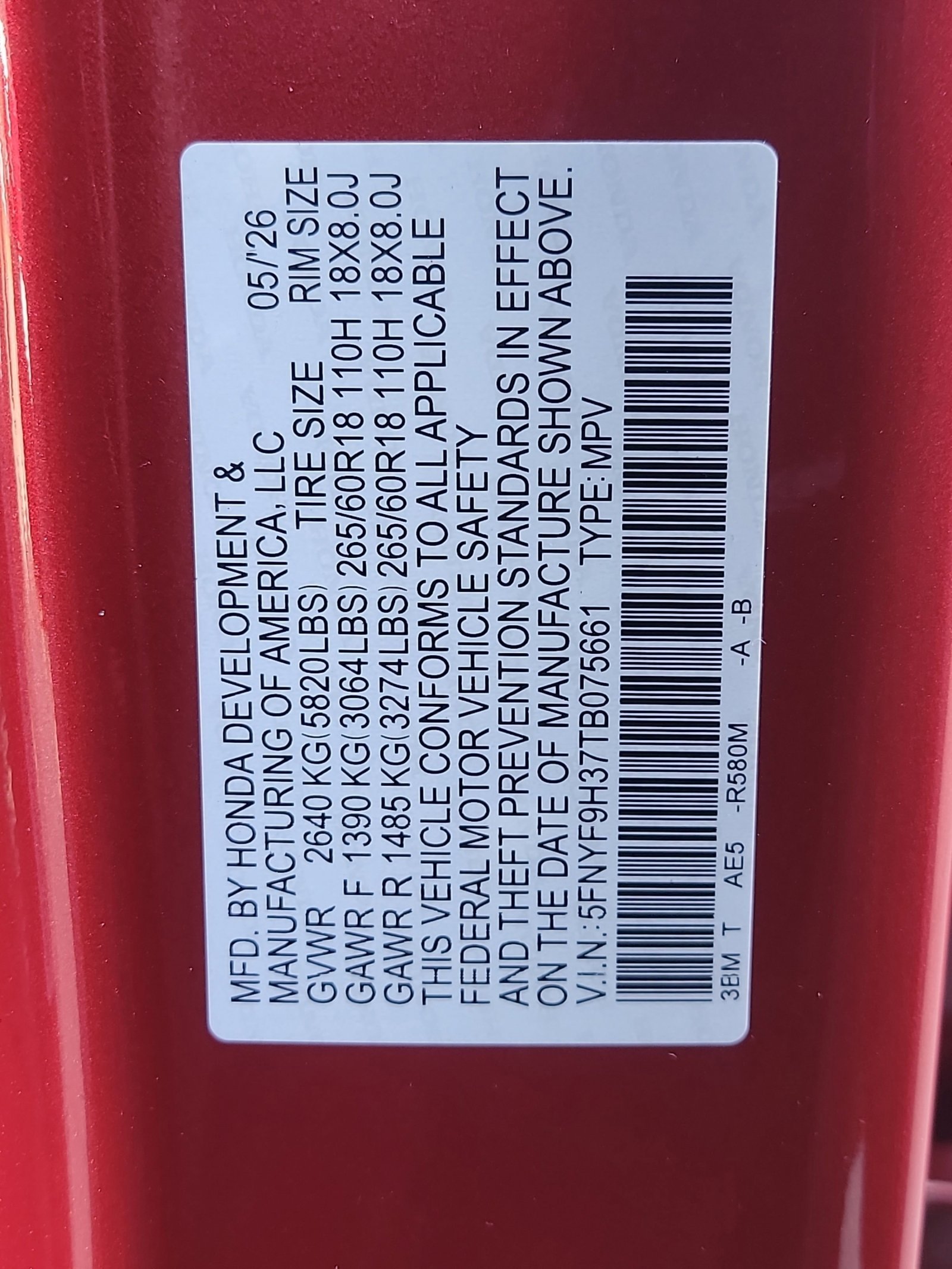 New 2026 Radiant Red Metallic II Honda RTL image 32