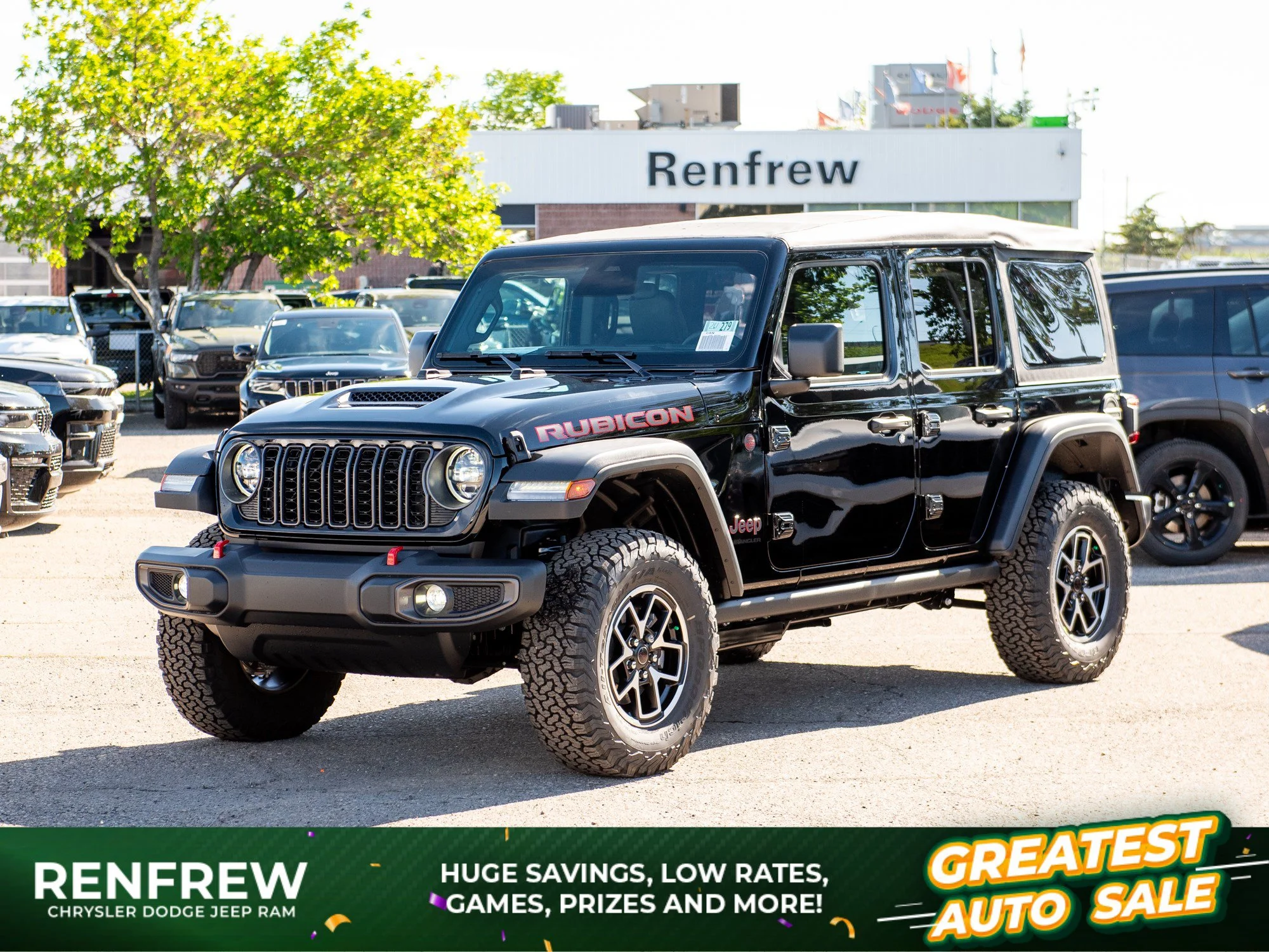 New 2026 Black Jeep Rubicon* 4 Door 4x4, Soft Top, Nappa Leather, Rock Rails image 1