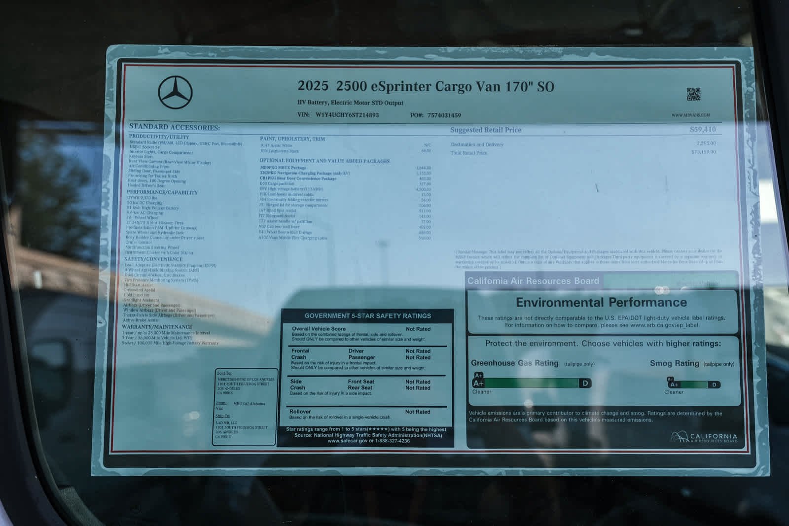 New 2025 Arctic White Mercedes-Benz Cargo 170 WB High Roof RWD Electric Motor image 27