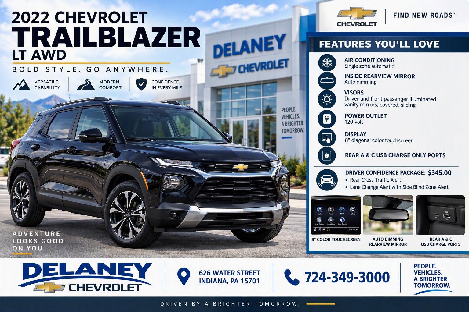 Used 2022 Chevrolet Trailblazer LT with VIN KL79MRSL5NB144062 for sale in Indiana, PA