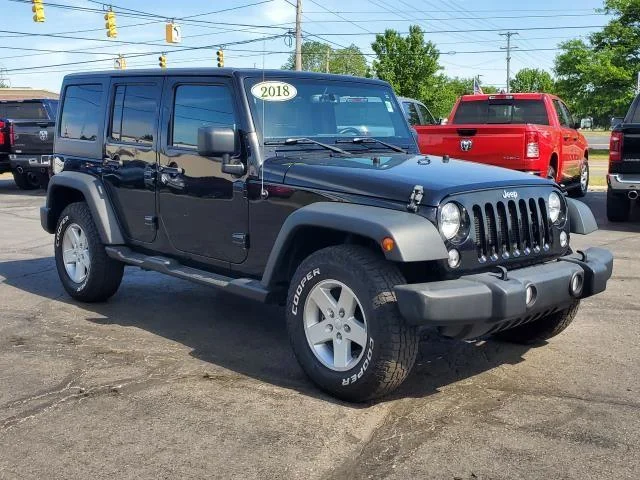 Used 2018 Jeep Wrangler JK Unlimited Sport S with VIN 1C4BJWDG4JL855283 for sale in Corunna, MI