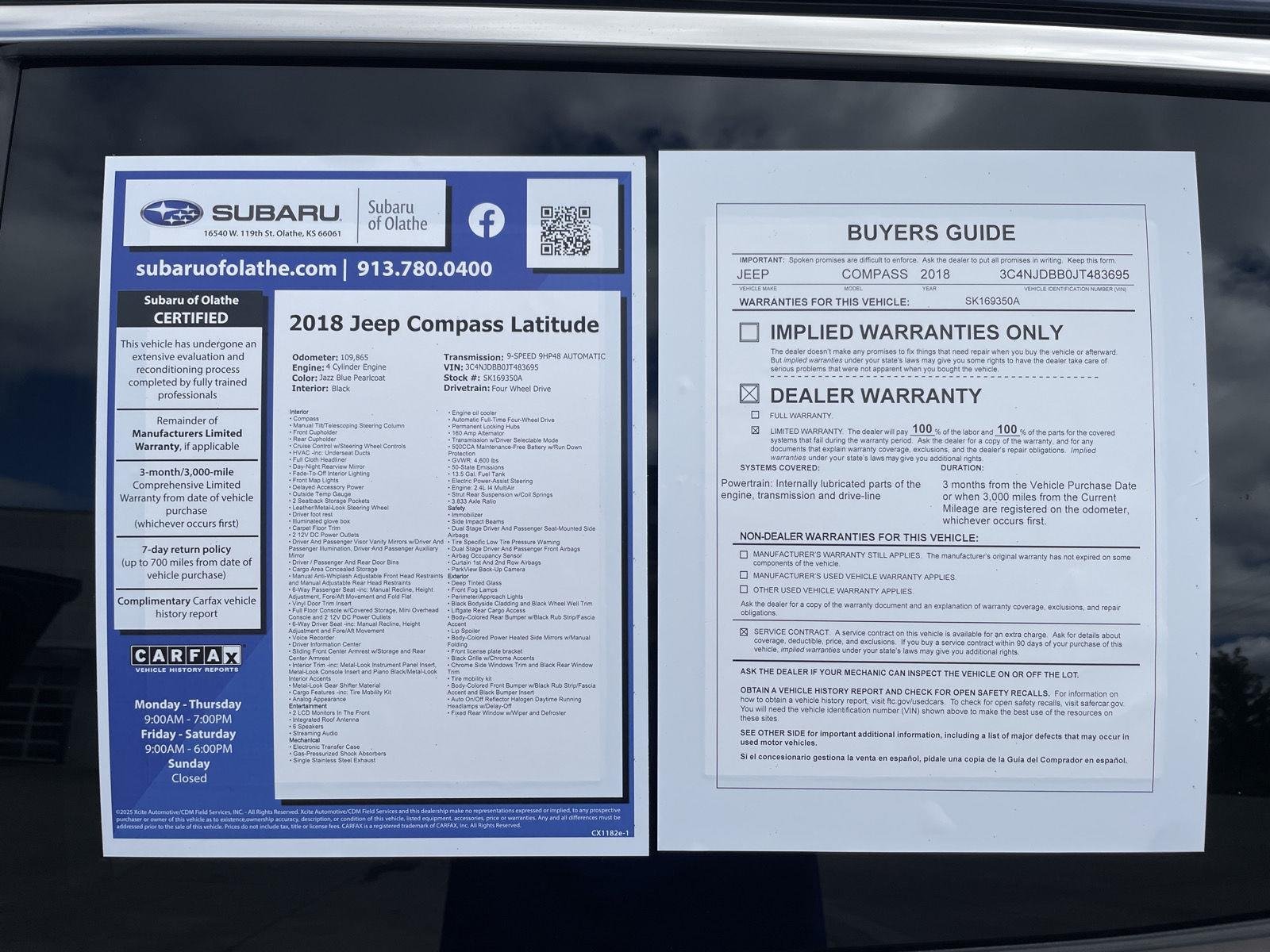 Used 2018 Jazz Blue Pearlcoat Jeep Latitude image 31