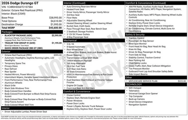 New 2026 Octane Red Pearl-Coat Exterior Paint Dodge GT image 4
