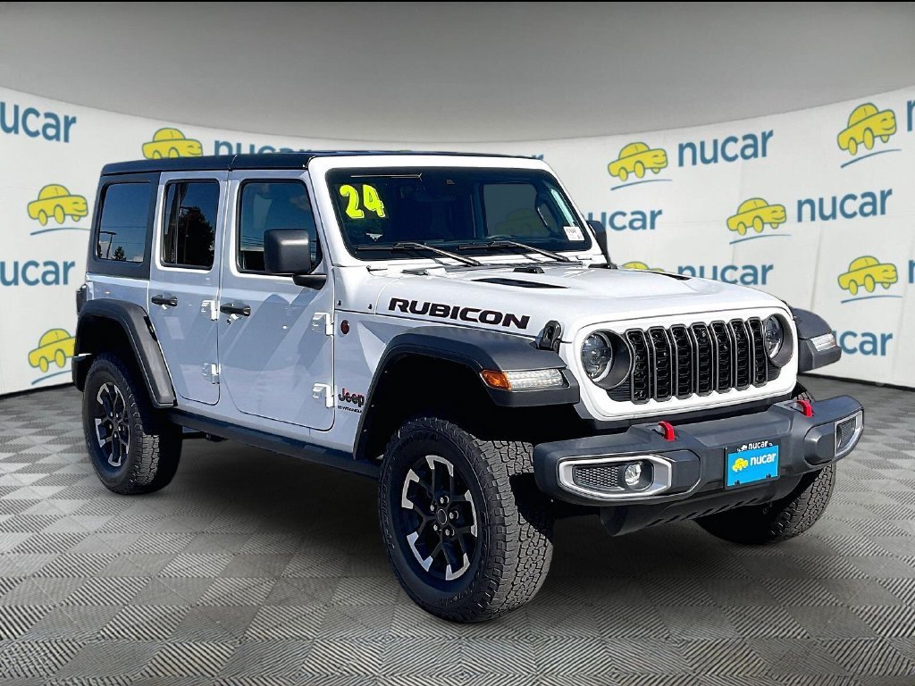 Used 2024 Bright White Clearcoat Jeep Rubicon image 1