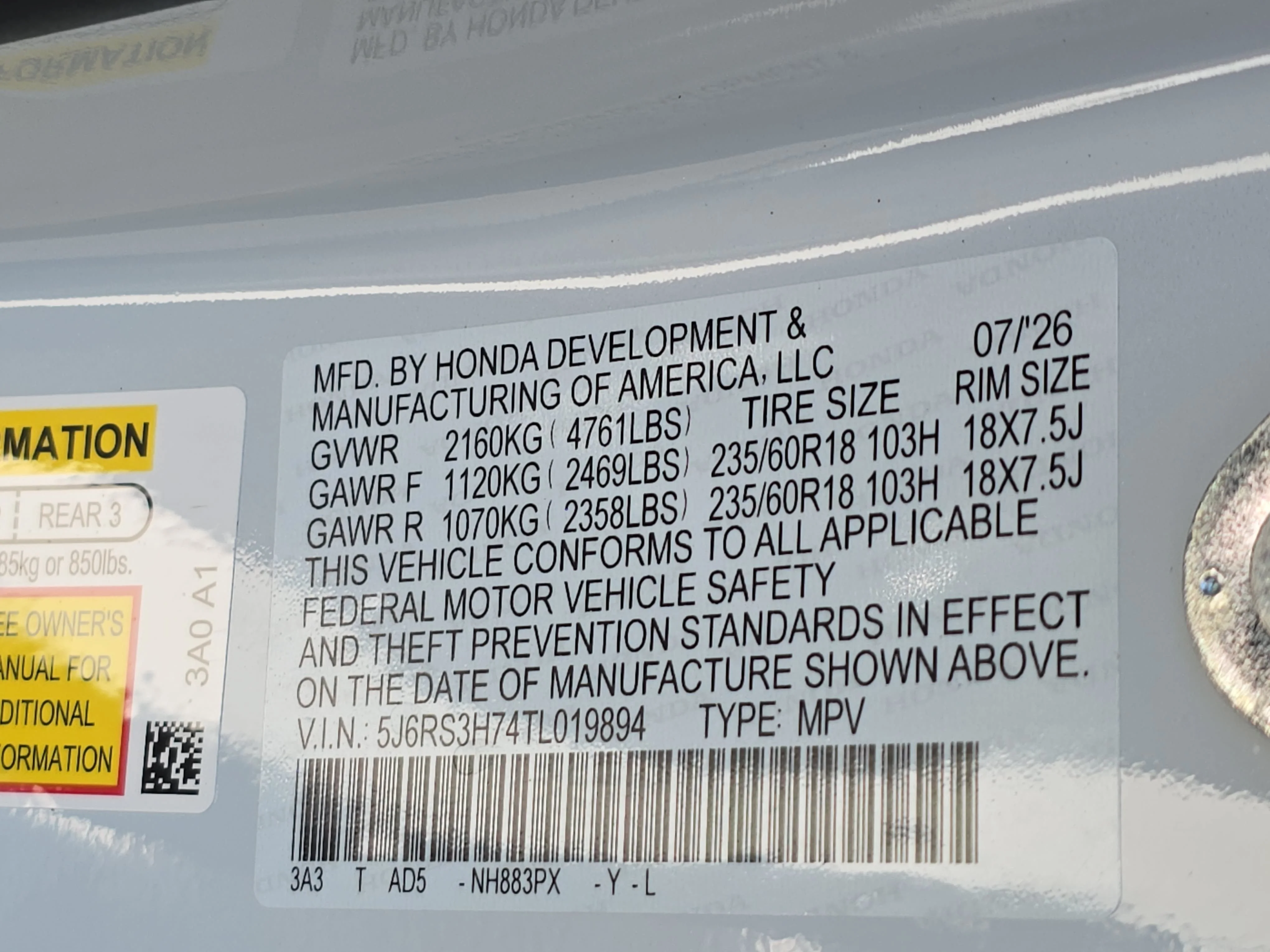 New 2026 Platinum White Pearl Honda EX-L image 36