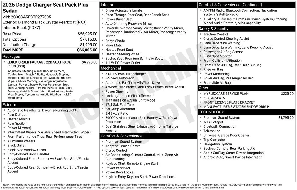 New 2026 Diamond Black Crystal Pearlcoat Dodge R/T Scat Pack image 6