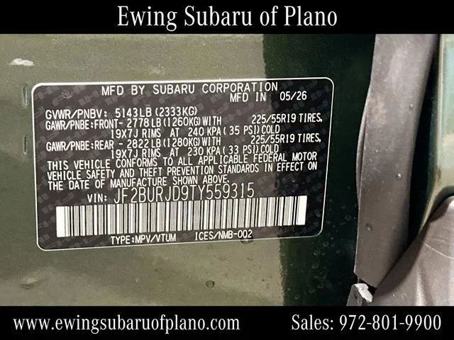 New 2026 DEEP EMERALD GREEN PEARL Subaru Touring XT image 34