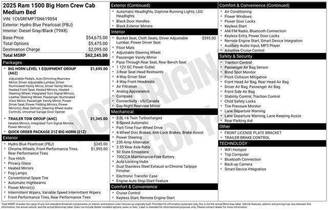 New 2025 Hydro Blue Pearl-Coat Exterior Paint RAM Big Horn/Lone Star image 30