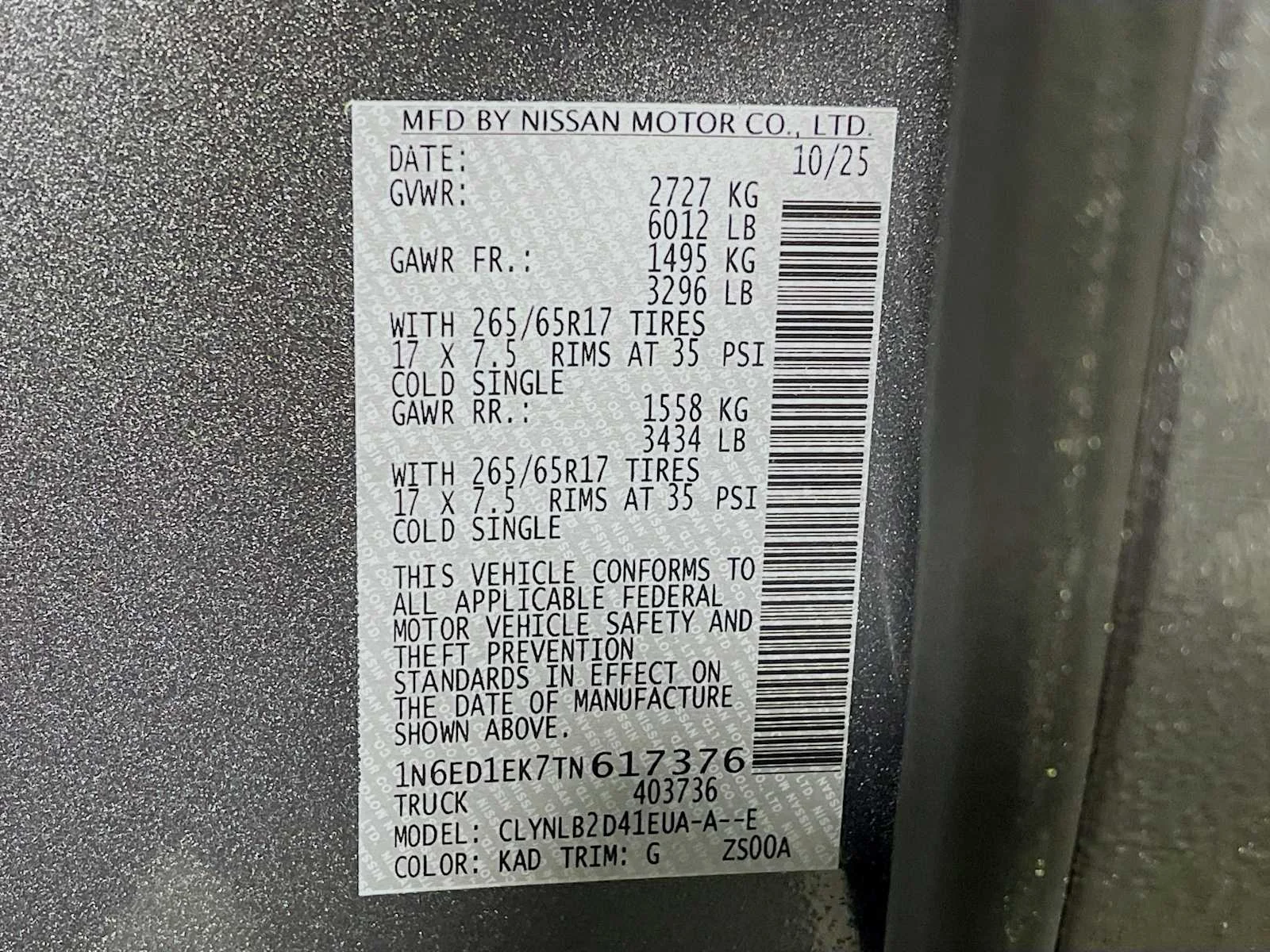 New 2026 Gun Metallic Nissan Crew Cab SV image 6