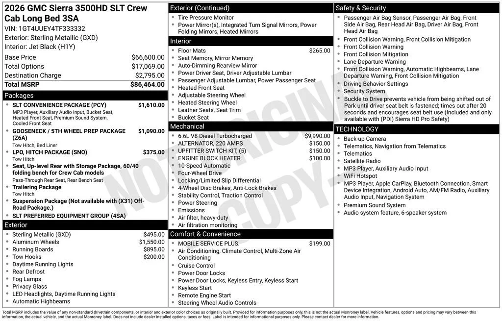 New 2026 Sterling Metallic GMC SLT DRW image 19