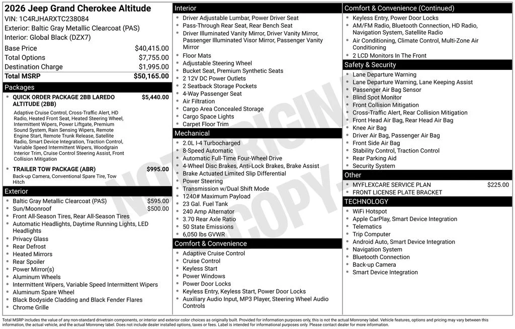 New 2026 Baltic Gray Metallic Clear-Coat Exterior Paint Jeep Altitude image 6