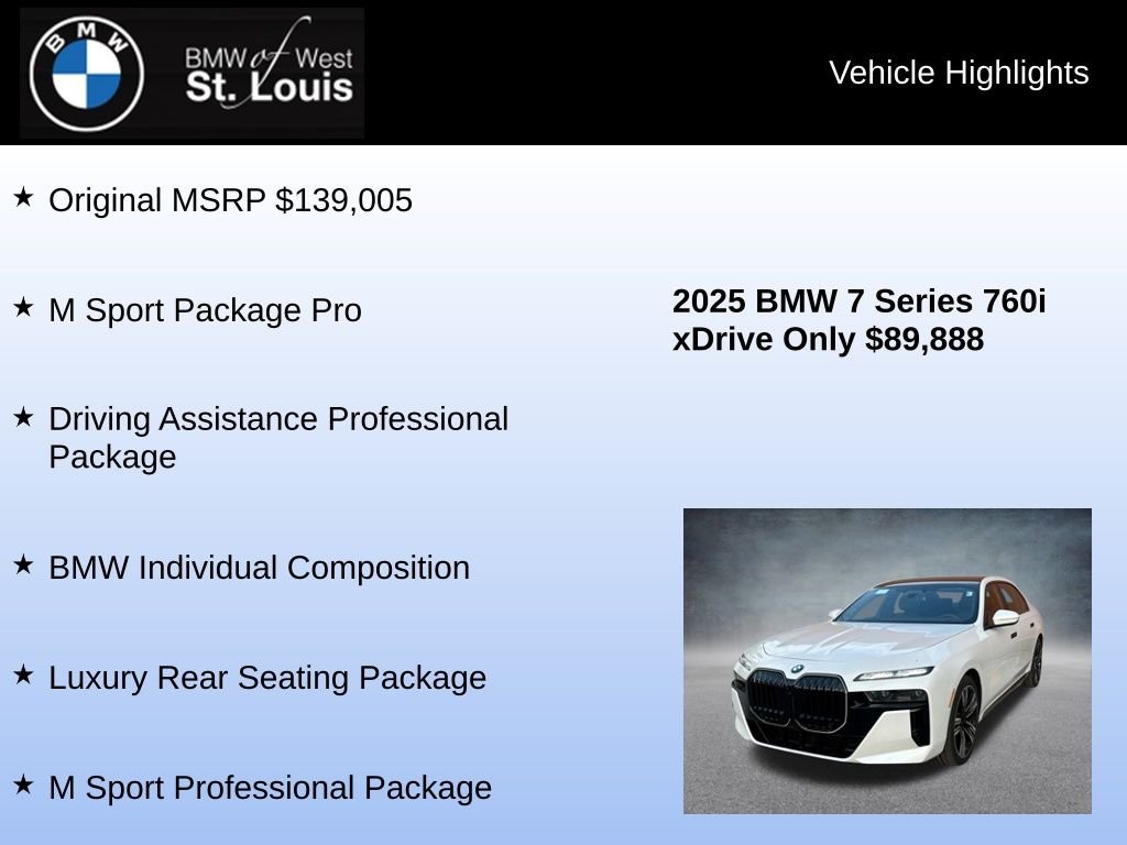 Used 2025 White BMW 760i xDrive image 8