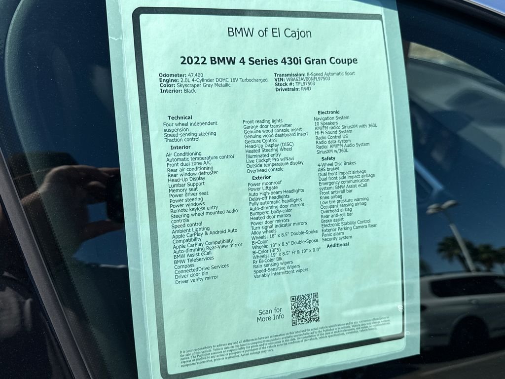Used 2022 Skyscraper Grey Metallic BMW 430i Gran Coupe image 15