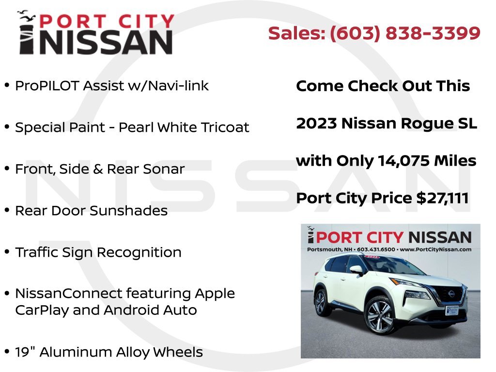 Used 2023 Pearl White Nissan SL premium w/heated leather seats & pano roof image 27