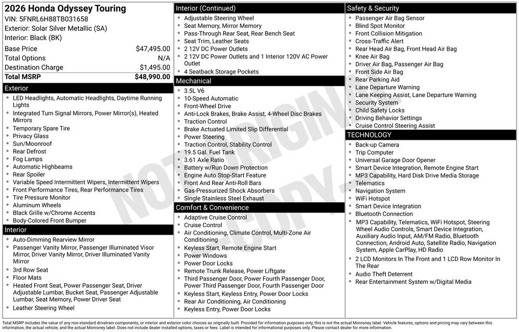 Used 2026 Silver Metallic Honda Touring image 11