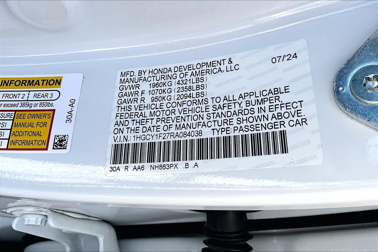 Used 2024 Platinum White Pearl Honda LX image 36