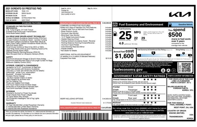 Used 2021 Black Kia SX-Prestige image 3