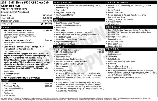Used 2021 Summit White GMC AT4 image 1