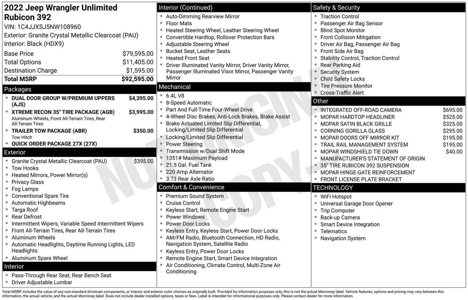 Used 2022 Gray Jeep Unlimited Rubicon 392 image 39