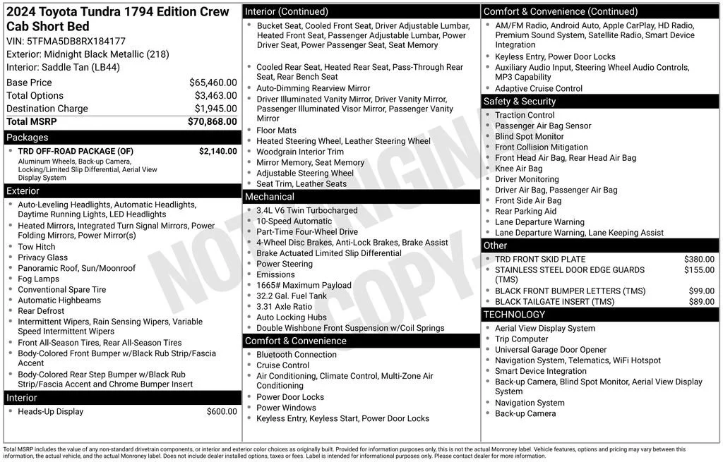 Used 2024 Midnight Black Metallic Toyota 1794 Edition image 1