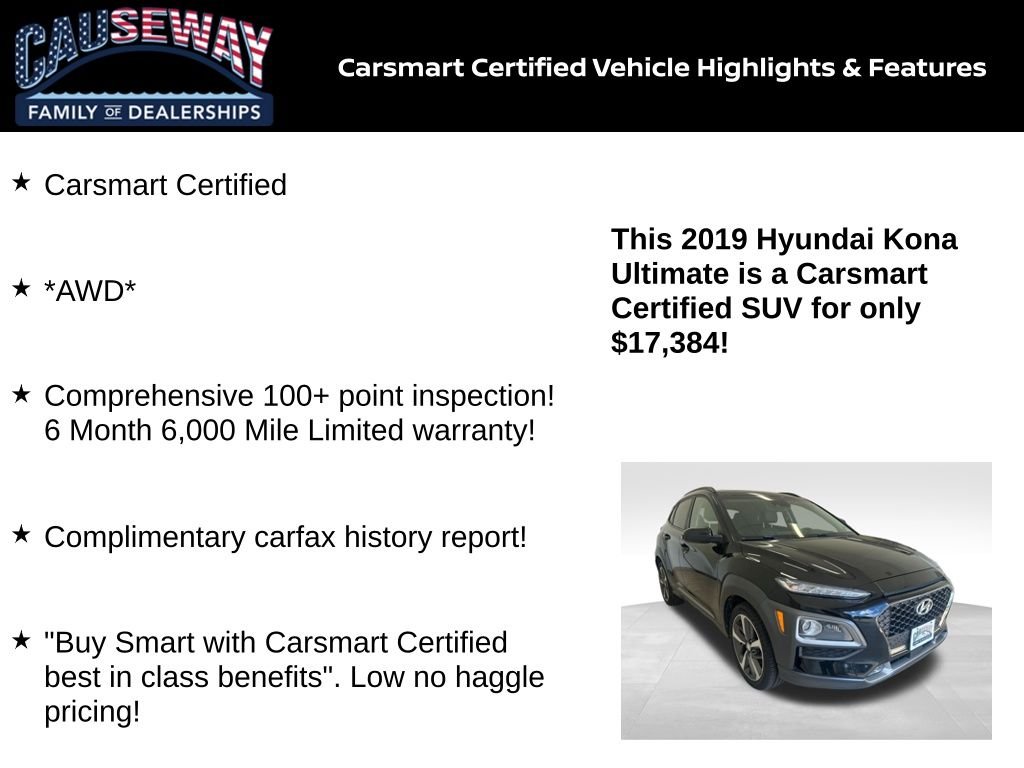 Certified 2019 Hyundai Kona Ultimate with VIN KM8K5CA52KU272692 for sale in Stafford Township, NJ