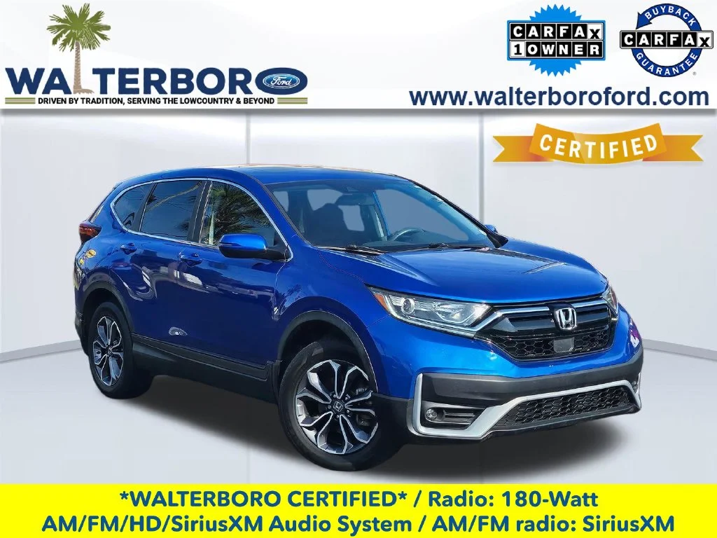 Certified Used 2021 Blue Honda EX image 1