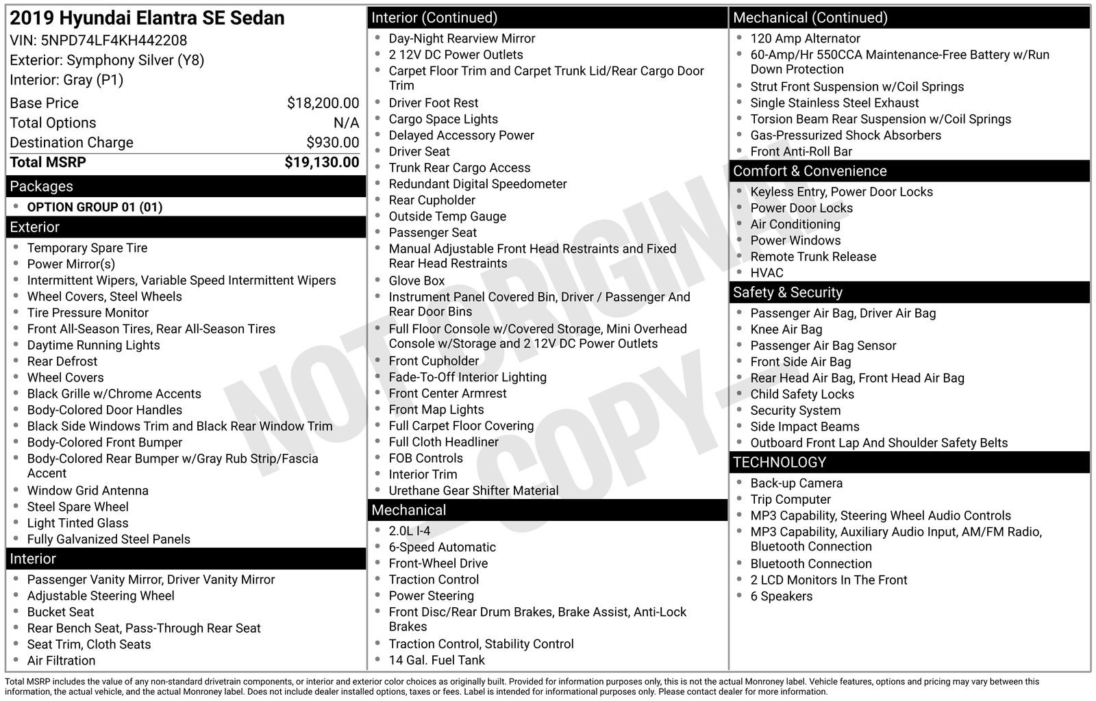 Used 2019 Silver Hyundai SE image 1