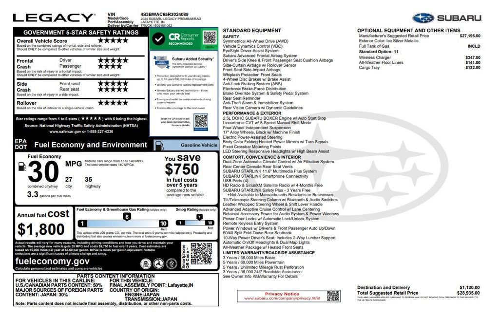 Used 2024 Silver Subaru Premium image 24