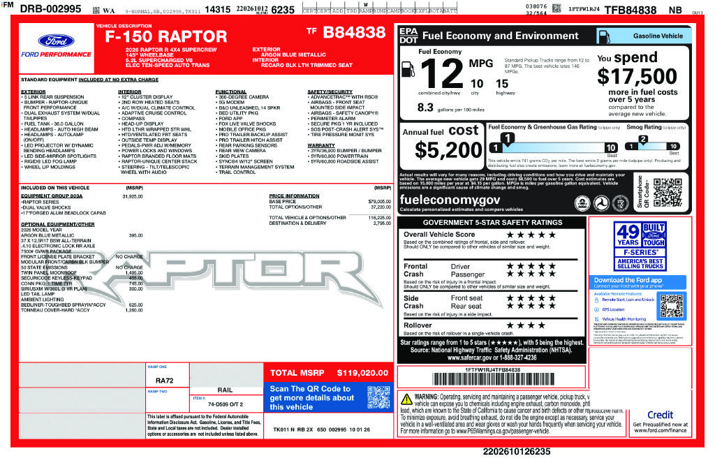 New 2026 Blue Ford Raptor image 2