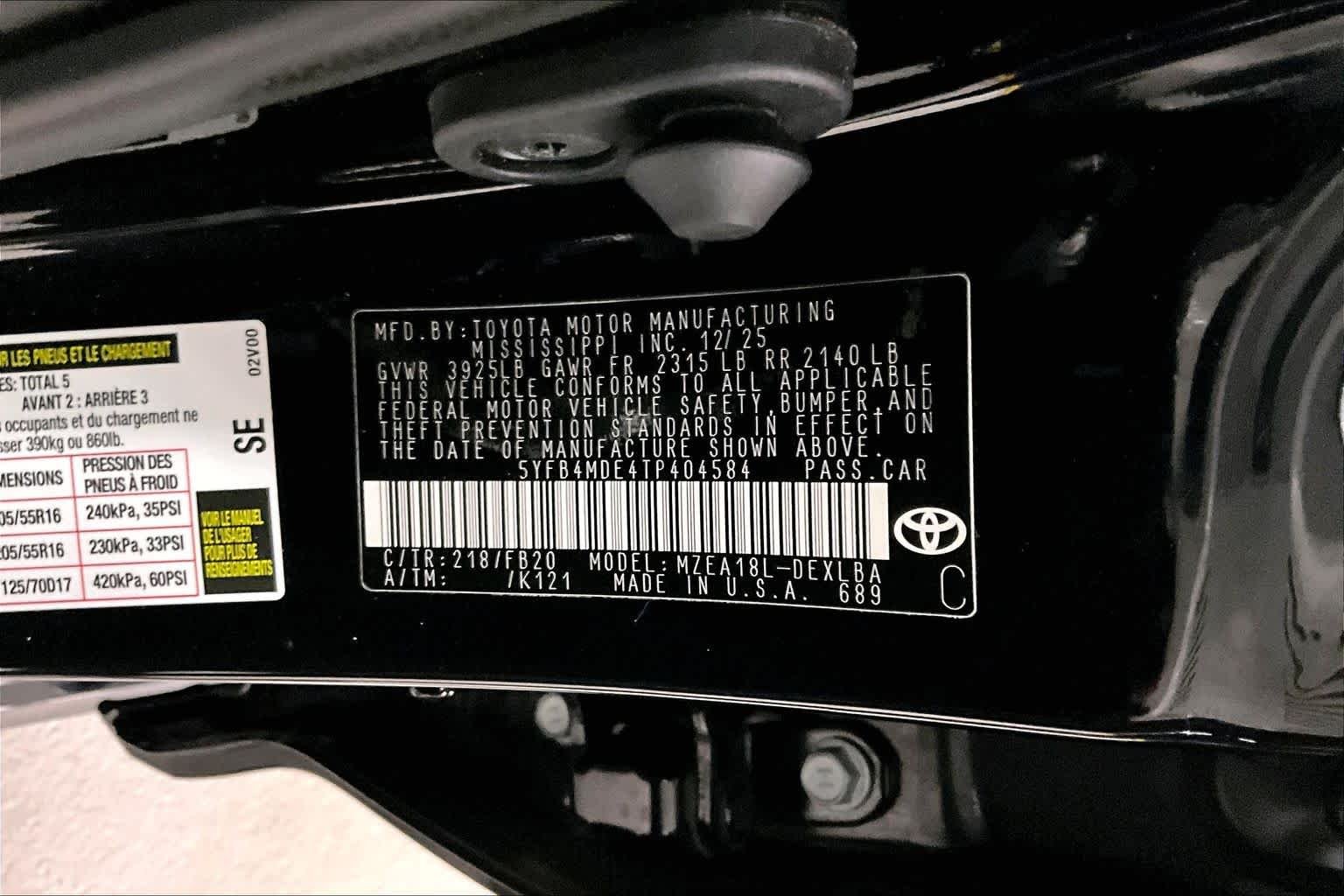 Used 2026 Midnight Black Metallic Toyota LE image 33